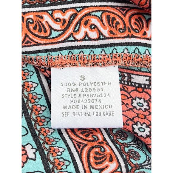 Pink Rose Sleeveless Boho Print Blouse with Keyhole Back – Size Small - Picture 8 of 10